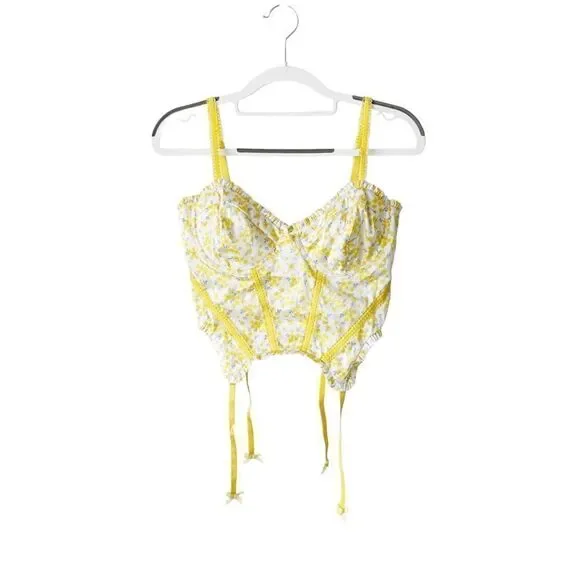 FOR LOVE AND LEMONS Yellow and White Daffodil Bustier Top